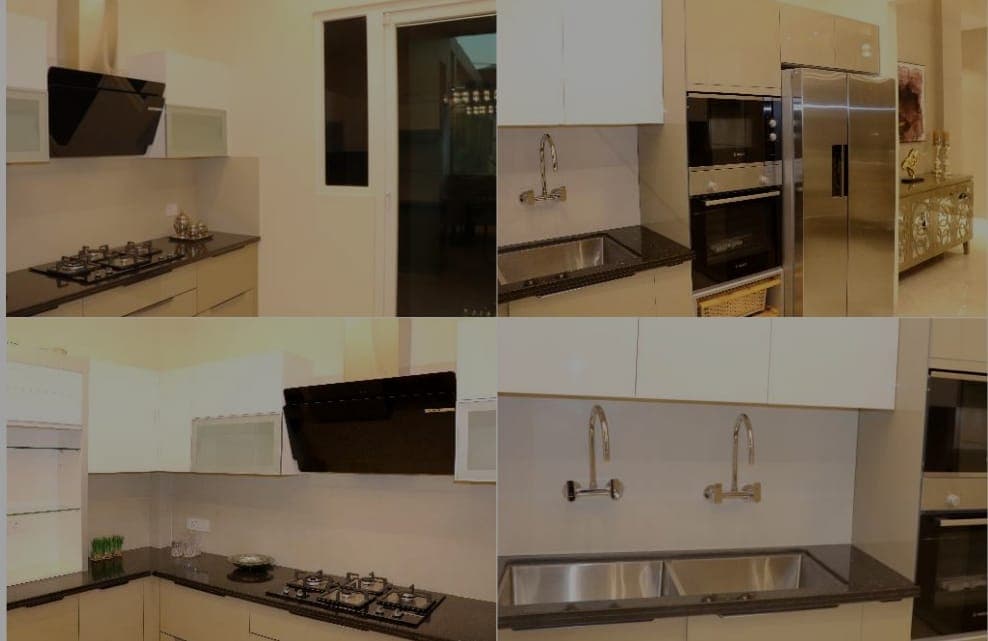 Modern kitchen with premium granite countertop in Zirakpur flat